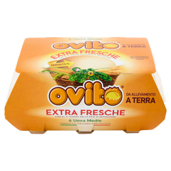 Ovito Extra Fresche 6 Uova Medie da Allevamento a Terra
