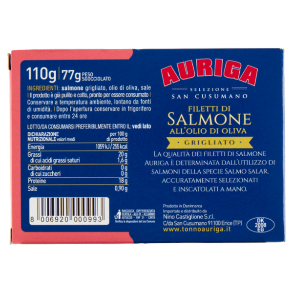 Auriga Selezione San Cusumano Filetti di Salmone all'Olio di Oliva Grigliato 110 g