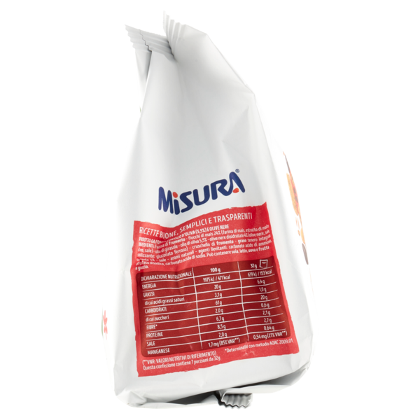 Misura Natura Ricca Snack Croccanti con Grano soffiato e Olive nere 7 x 32 g