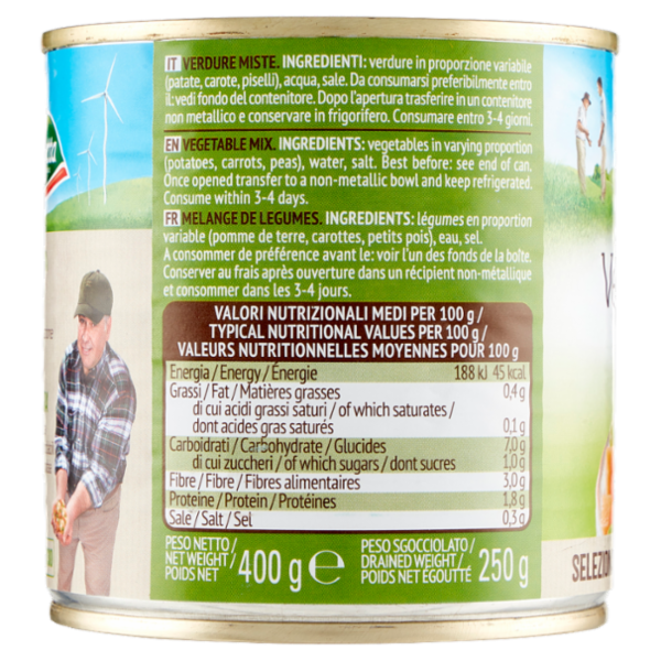Valfrutta Verdure Miste patate, carote e piselli 400 g