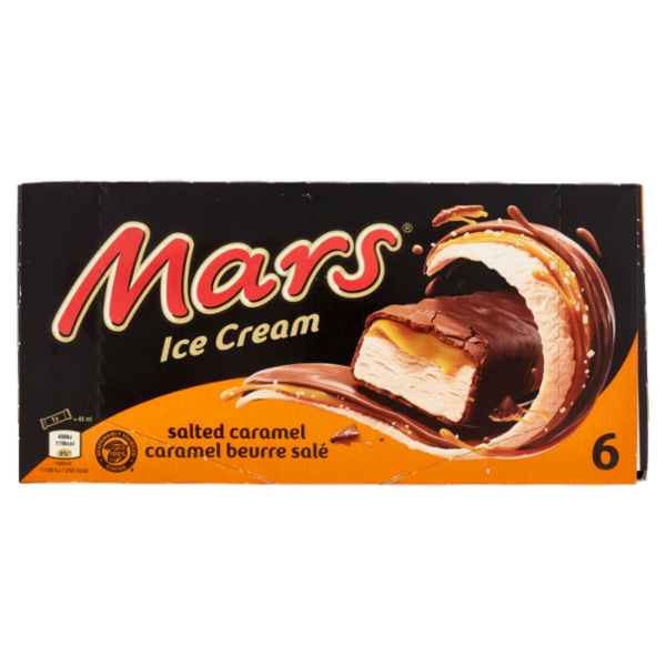 Mars Barretta Gelato al cioccolato e caramello salato, Multipack da 6 x 37.3 g