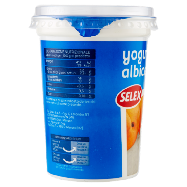 Selex Yogurt Intero Albicocca con Frutta in Pezzi 500 g