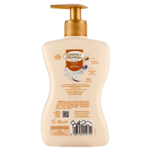 Spuma di Sciampagna Benessere Sapone Crema Mandorla 500 ml