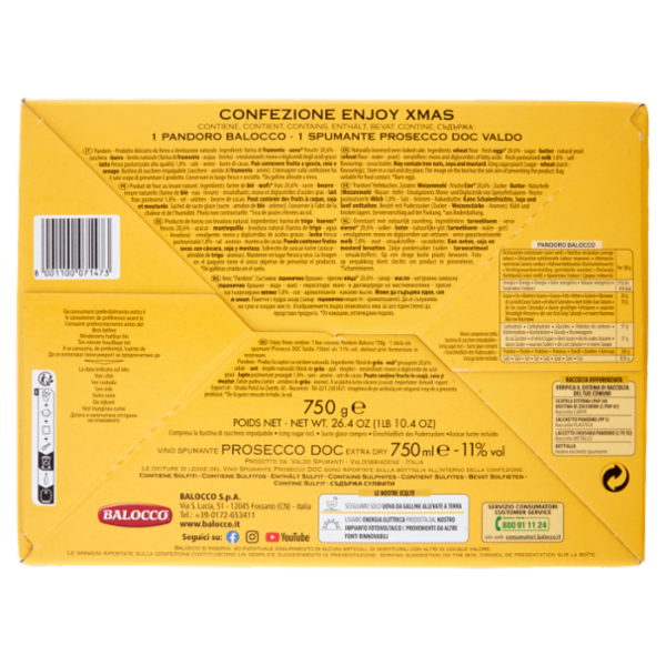 Balocco Enjoy Xmas il Pandoro 750 g & Valdo Prosecco DOC Extra Dry 75 cl