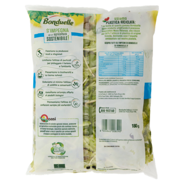 Bonduelle le Tenere Lattughino verde, Lattughino Rosso, Songino Valerianella, Spinacino 180 g