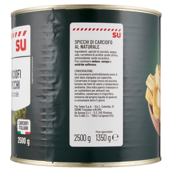 Sù Carciofi Spicchi al Naturale 2500 g