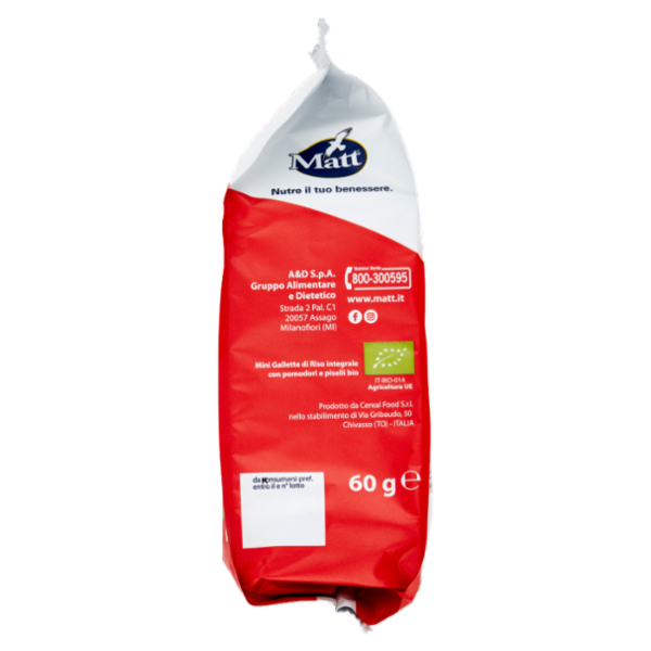 Matt SfizioSì Bio Snack di Riso, Pomodoro e Piselli 60 g