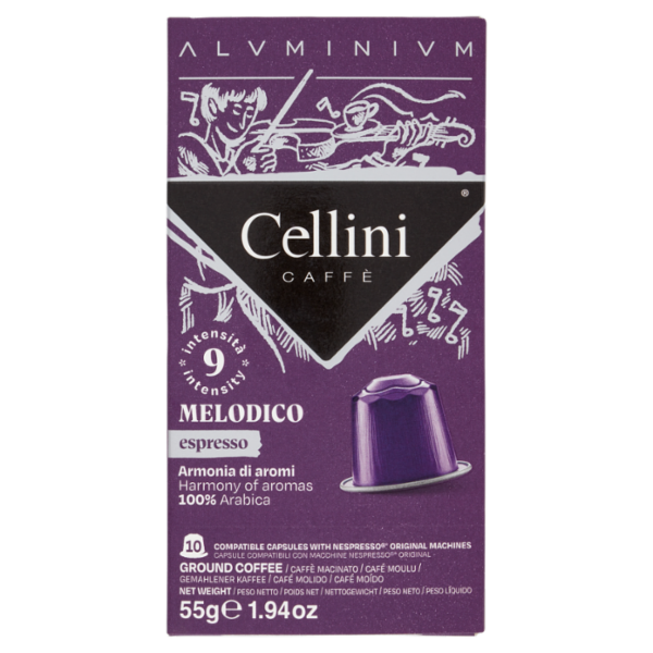 Cellini Caffè Aluminium Melodico espresso 10 Capsule Compatibili 55 g
