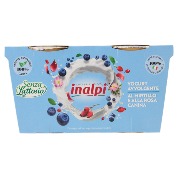 Latterie inalpi Yogurt Avvolgente al Mirtillo e alla Rosa Canina Senza Lattosio 2 x 125 g