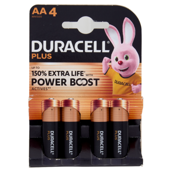 Duracell Plus AA 4 Stilo / Mignon Alcalina 1.5V MN1500 4 pz