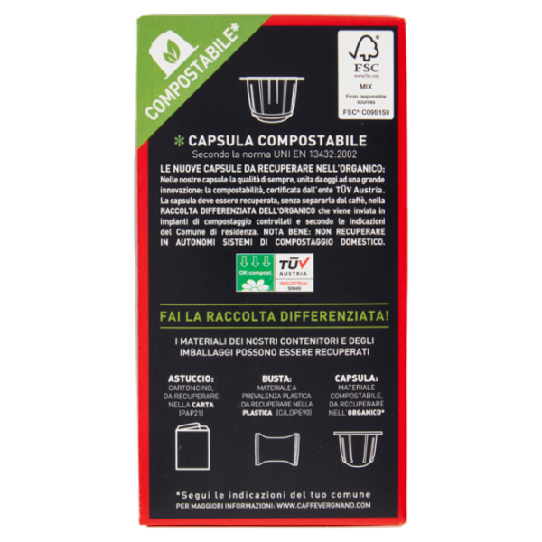 Caffè Vergnano 1882 Èspresso1882 Cremoso Compostabile** Capsule Compatibili Nespresso* 10 x 5 g