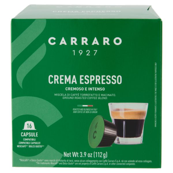 Carraro Crema Espresso Capsule Compatibili Nescafé* Dolce Gusto* 16 x 7 g