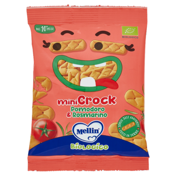 MELLIN Merenda - Snack Biologici, MiniCrock Pomodoro e Rosmarino 30g