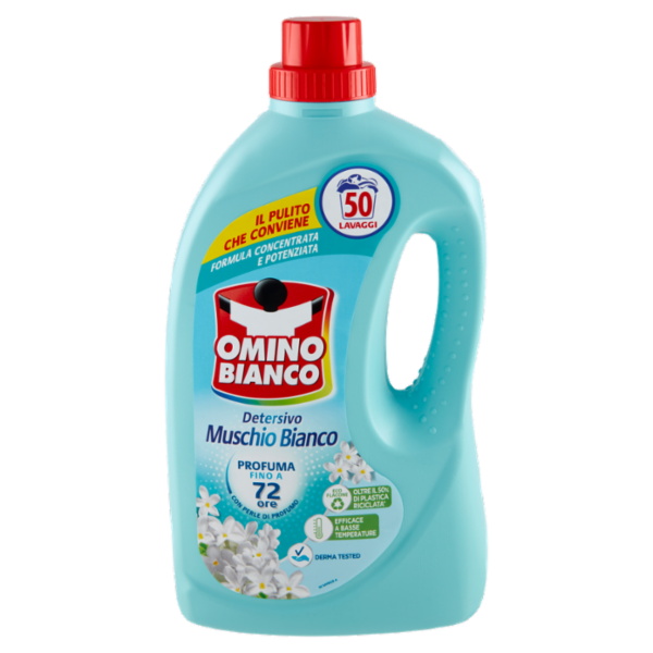 Omino Bianco Detersivo Lavatrice Liquido Muschio Bianco 50 Lavaggi 2000 ml