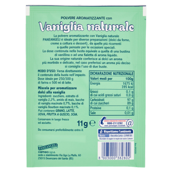 PANEANGELI Polvere Aromatizzante con Vaniglia naturale 11 g