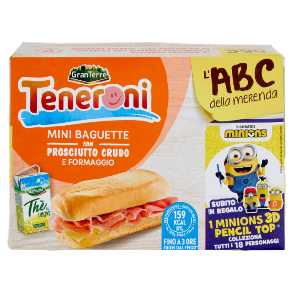 Teneroni l'ABC della merenda Mini Baguette con Prosciutto Crudo e Formaggio 170 g