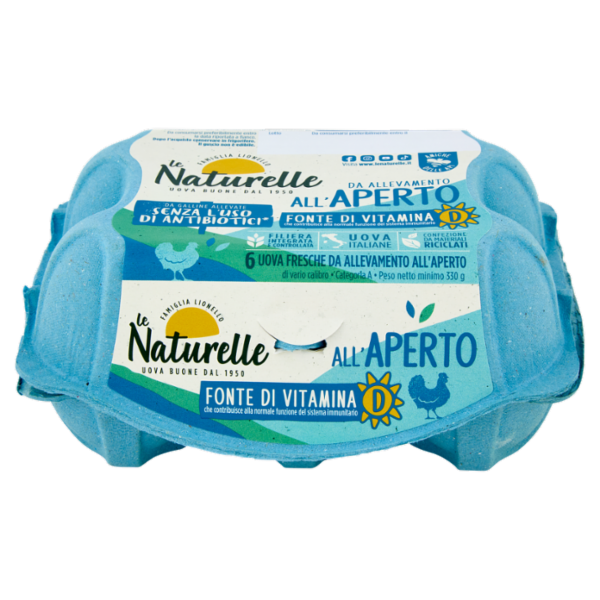 le Naturelle Fonte di Vitamina D 6 Uova Fresche da Allevamento all'Aperto 330 g