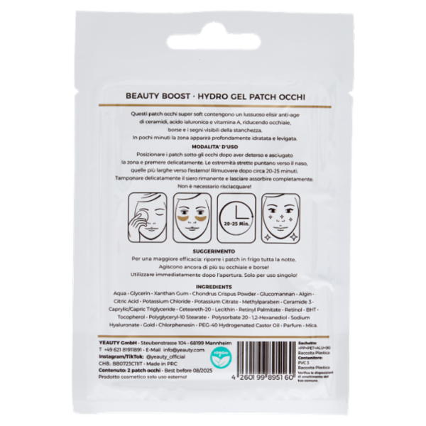 Yeauty Eye Pad Mask Hydro Gel Patch Occhi Beauty Boost 2 pz