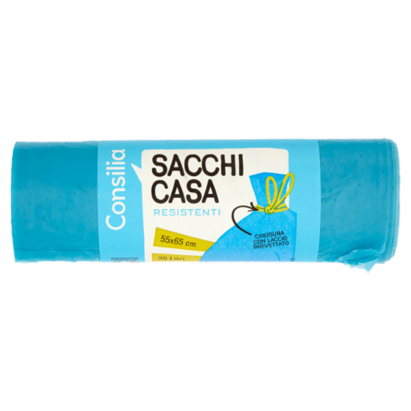 Consilia Sacchi Pattumiera Azzurri con Maniglie Cm 55x65 15 pezzi