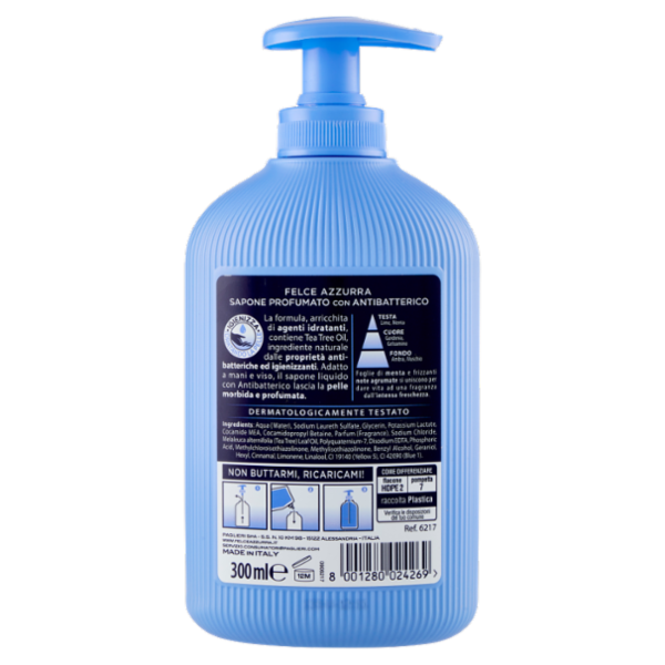 Felce Azzurra con Antibatterico menta e lime Sapone Profumato 300 ml
