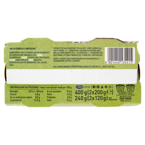 Cirio Legumi e Cereali Fantasia di Lenticchie e 5 Cereali 2 x 200 g