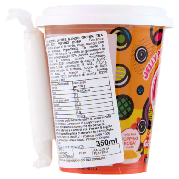 O's Bubble Jelly Popping Boba Lychee Mango Green Tea 350 ml