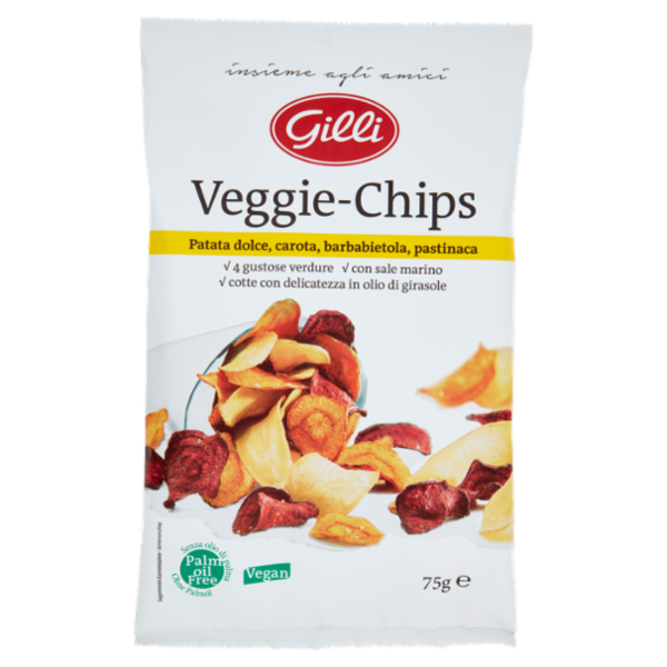 Gilli Veggie-Chips Patata dolce, carota, barbabietola, pastinaca 75 g