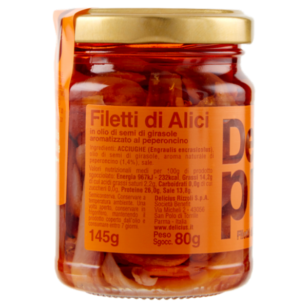 Delicius pizza Filetti di Alici gusto piccante 145 g