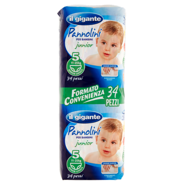 IL GIGANTE Pannolini per Bambini junior 5 11-25kg Junior-Unisex 34 pz