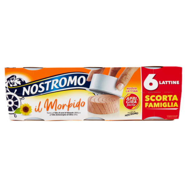 Nostromo il Morbido Tonno all'Olio di semi di Girasole e all'Olio Extravergine di Oliva 6 x 65 g