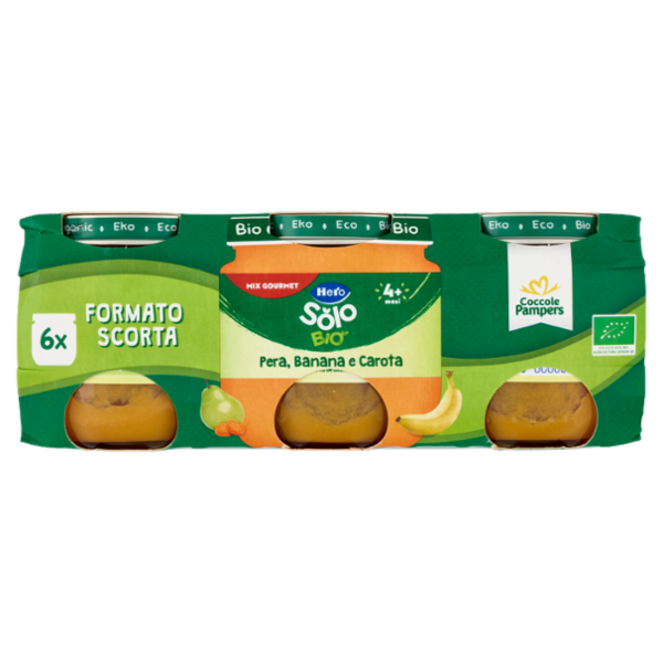 Hero Solo Bio Pera, Banana e Carota 6 x 120 g