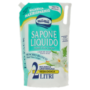 Milmil Sapone Liquido Muschio Bianco Ricarica Universale Ecologica 2 Litri
