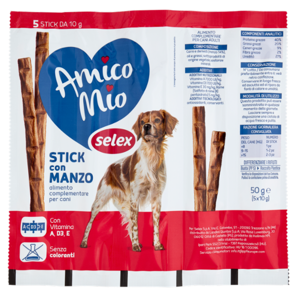 Selex Amico Mio Cane Stick con Manzo 5x10 g