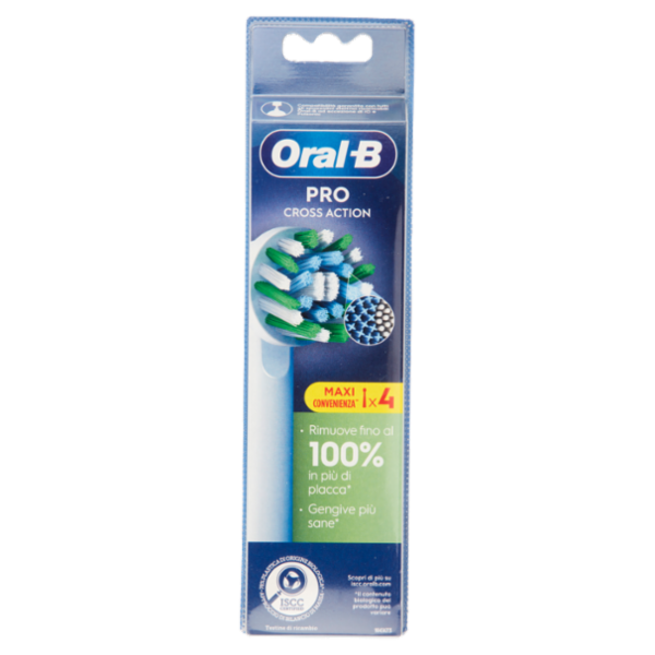 Oral-B Testine di Ricambio Pro Cross Action per Spazzolino Elettrico Denti Ricaricabile 4 pz