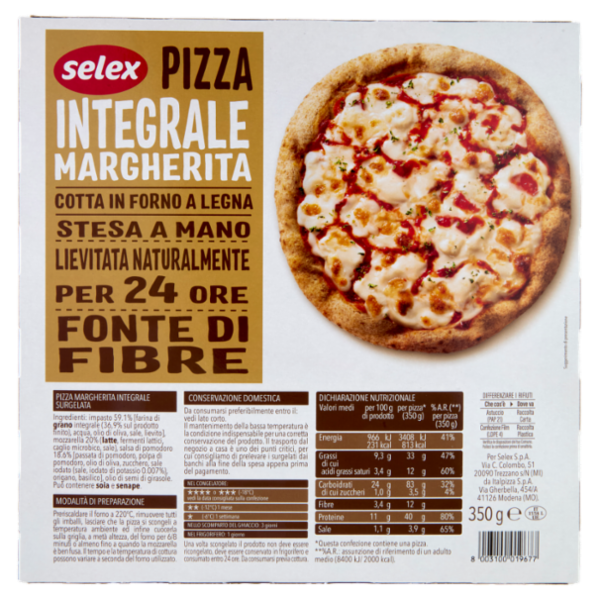 Selex Pizza Margherita Integrale Surgelata 350 g