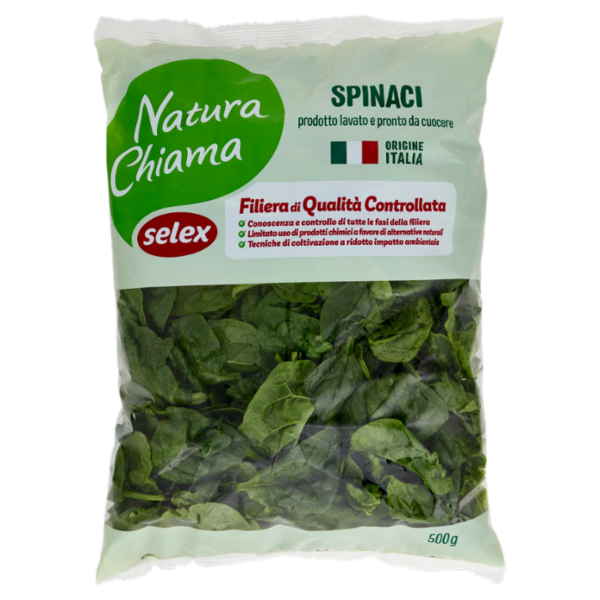 Selex Natura Chiama Spinaci Lavati e Pronti da Cuocere 500 g