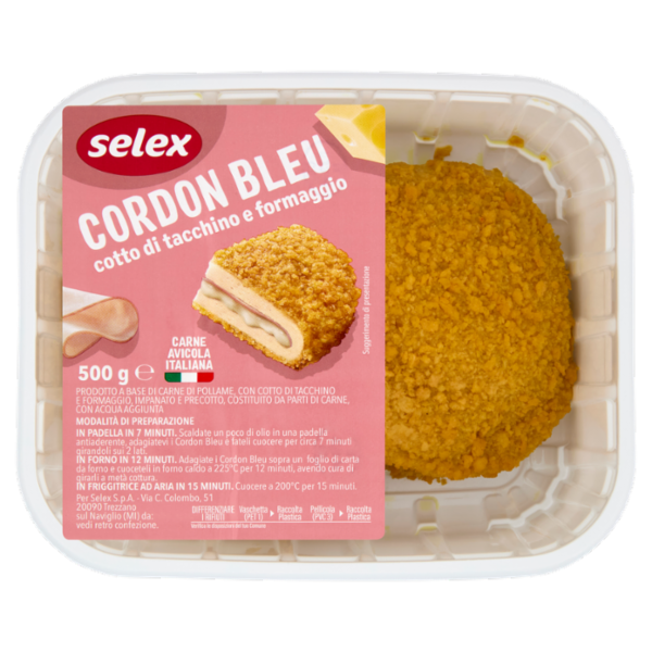 Selex Cordon Bleu con Cotto di Tacchino e Formaggio 4 porzioni 500 g