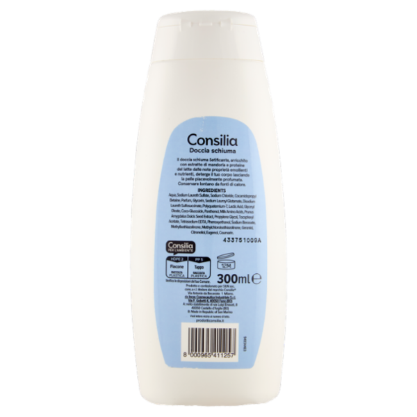 Consilia Doccia Schiuma Setificante Mandorla e Proteine del Latte 300 ml
