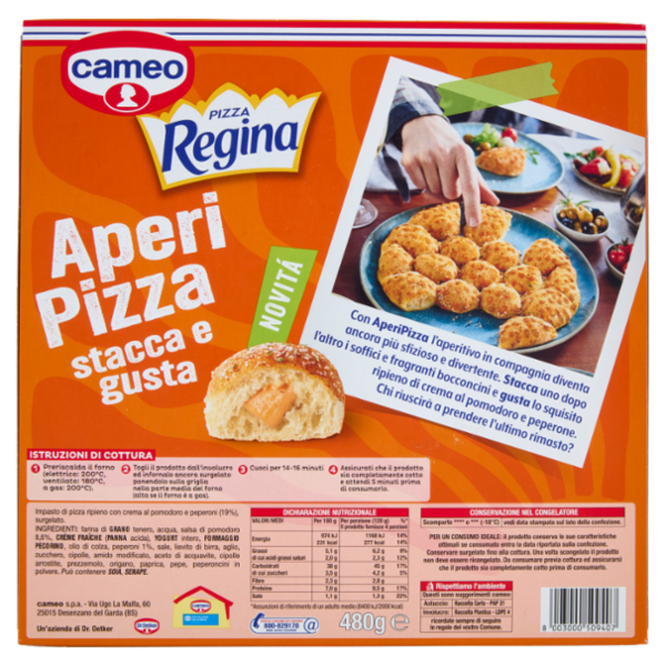 cameo Pizza Regina Aperi Pizza Ripieno al pomodoro e peperone 480 g