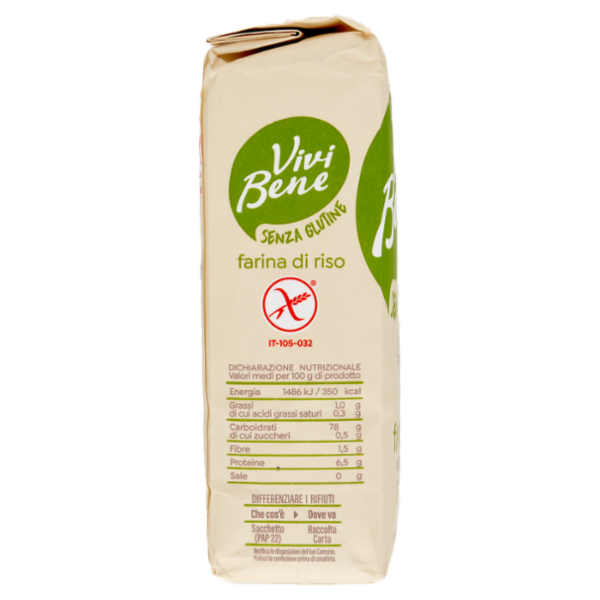 Vivi Bene Senza Glutine Farina di Riso Senza Glutine 500 g