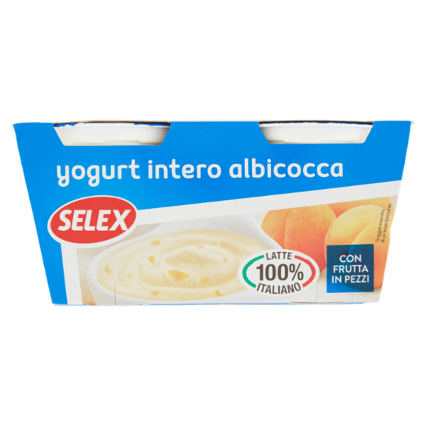 Selex Yogurt Intero Albicocca con Frutta in Pezzi 2x125 g