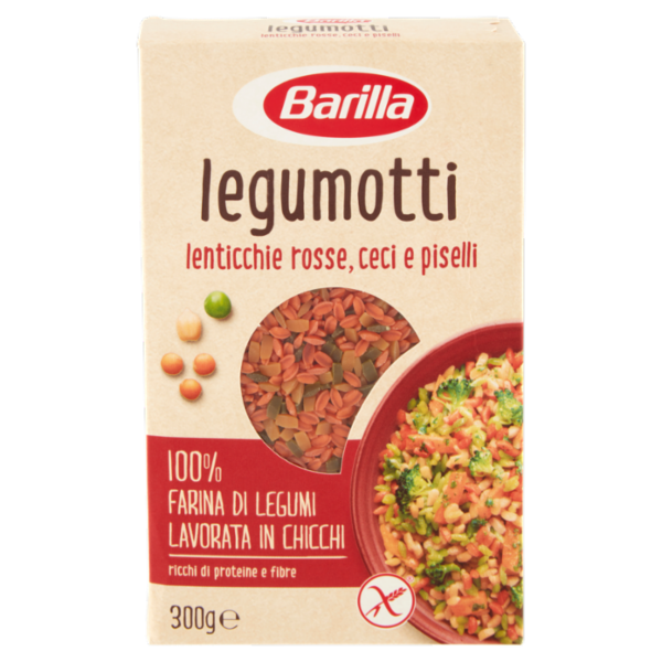 Barilla Legumotti Lenticchie Rosse, Ceci e Piselli in Chicchi 100% Farina di Legumi 300g