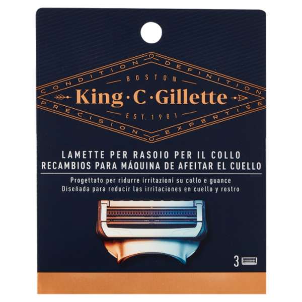King C. Gillette Lamette di Ricambio per Rasoio da Uomo per il Collo 3 Ricariche