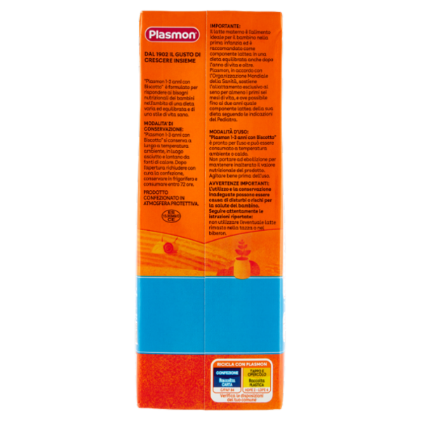 Plasmon Latte di Crescita con Biscotto Nutri mune 1-3 Anni 1 L
