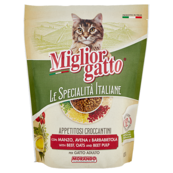 Migliorgatto Le Specialità Italiane Croccantini Manzo, Avena e Barbabietola per Gatto Adulto 400 G