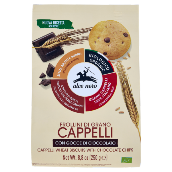 alce nero Frollino di Grano Cappelli con Gocce di Cioccolato 250 g