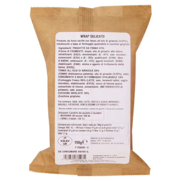 Amoretti Wrap Tonno Crema di formaggio e Zucchine grigliate Delicato 150 g