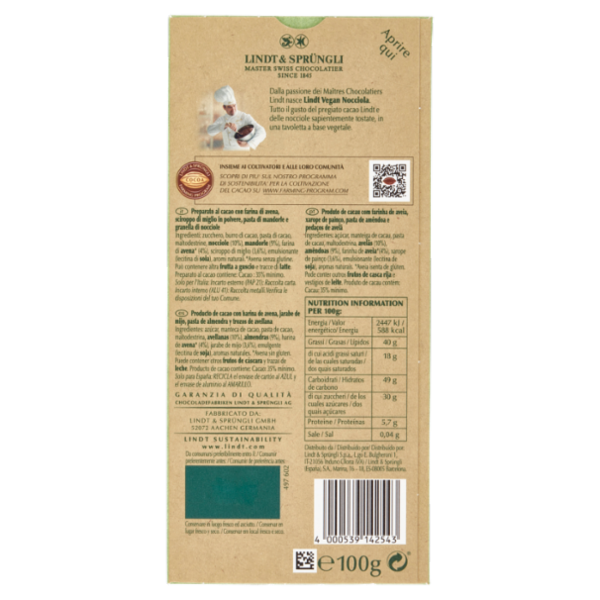 Lindt tavoletta Vegan nocciola 100 g