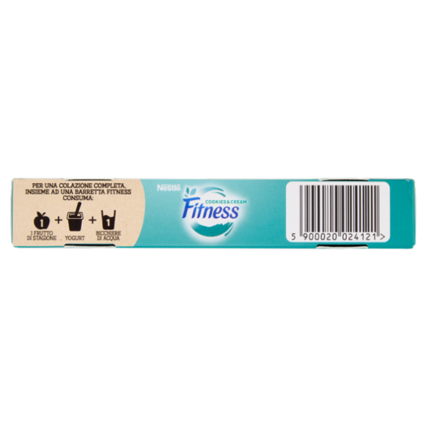 FITNESS Cookies&Cream Barrette Cereali Integrali con Biscotti e Cioccolato Bianco 4 pezzi da 23,5g