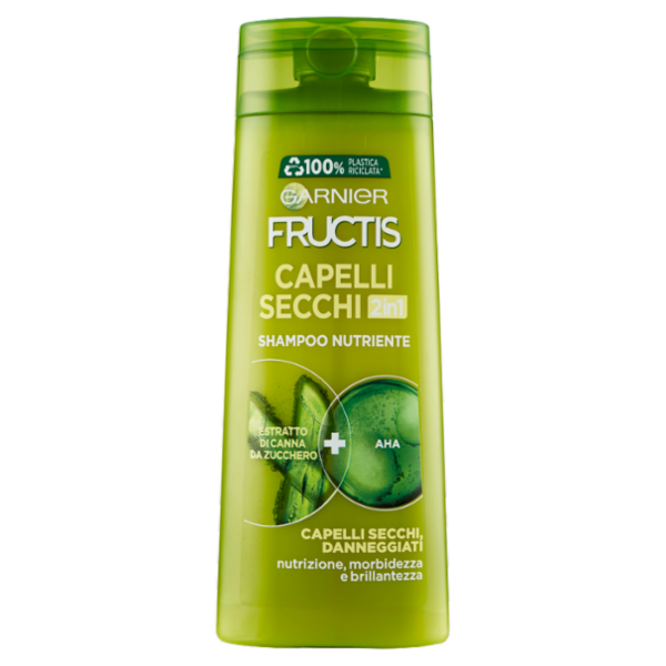 Garnier Shampoo Fructis Capelli Secchi & Sciupati 2in1, Capelli Nutriti e Brillanti, 250 ml